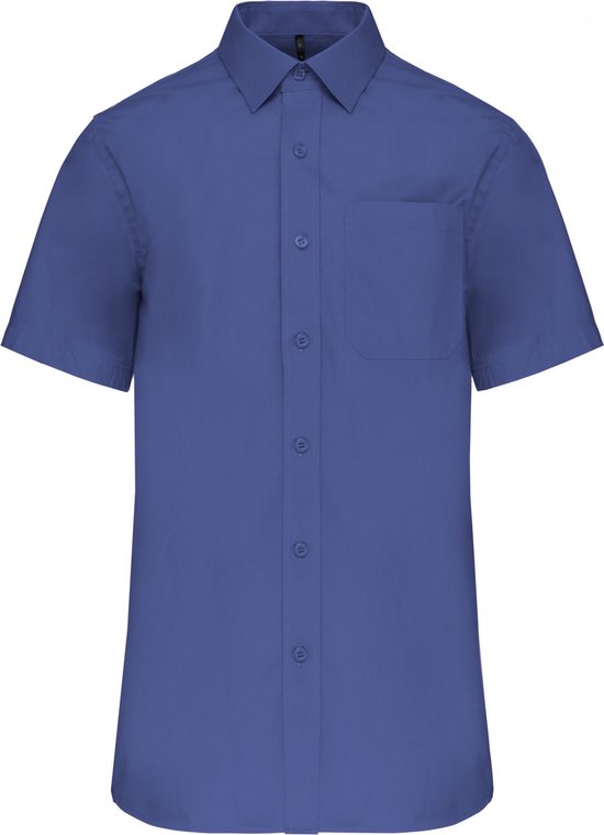 Overhemd Heren XXL Kariban Korte mouw Cobalt Blue 100% Katoen