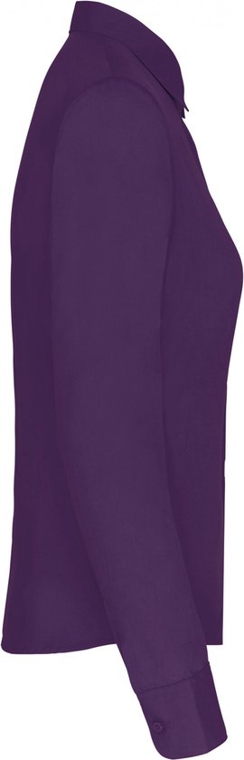 Blouse Dames 4XL Kariban Lange mouw Purple 65% Polyester, 35% Katoen