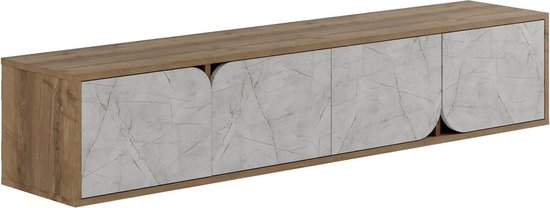 Meuble TV Flottant En Bois Ensemble De 5 Pièces, Meuble TV Avec Plusieurs Unités De Stockage