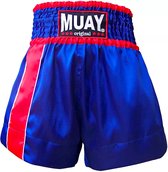 Muay Thai Short 1 Stripe - blauw/rood M