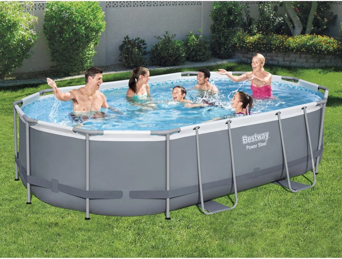 Bestway Power Steel zwembadset met filterpomp - Ovaal - 488 x 305 x 107 cm