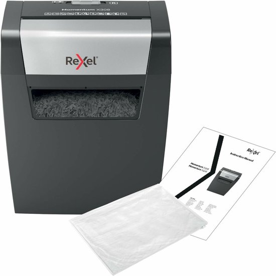 Rexel Momentum X308 Papierversnipperaar - P3 Cross Cut Snippers - Tot 8 Vel - 15L - Zwart