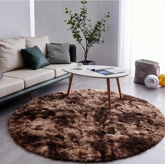 zacht tapijt antislip yogamat slaapkamer vloerbank Shaggy zijdezacht pluche tapijt, (lichte koffie, 160 x 160 cm)