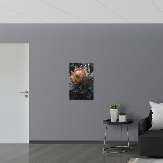 Hout - Close-up van Open Bloeiende Wagenboom Bloem - 50x75 cm - 9 mm dik - Foto op Hout (Met Ophangsysteem)