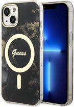 Guess Golden Marble Back Case (MagSafe Compatible) - Geschikt voor Apple iPhone 14 Plus (6.7") - Zwart