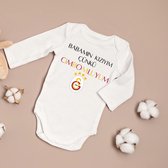 Baby romper met je favoriete turkse voetbalclubs Fenerbahce - Galatasaray - Besiktas - Trabzonspor - Maat 86 lange mouwen - Baby aankondiging