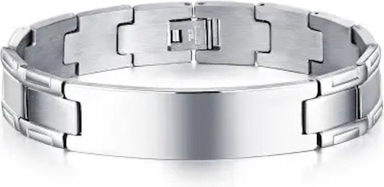 Zilver kleurige Heren Armband - Horlogeband stijl - Staal - 12mm - Schakelarmband - Armbanden - Cadeau voor Man - Mannen Cadeautjes