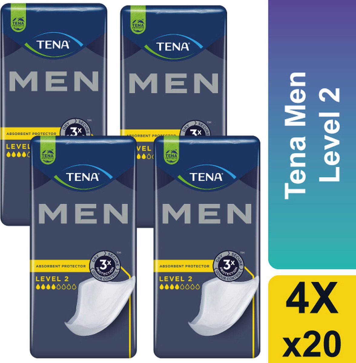 TENA Men Level 2 - Incontinence Men - Pack économique - 4 packs