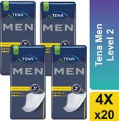 TENA Men Level 2 - Incontinence Men - Pack économique - 4 packs - 80 pièces - Serviettes Incontinence