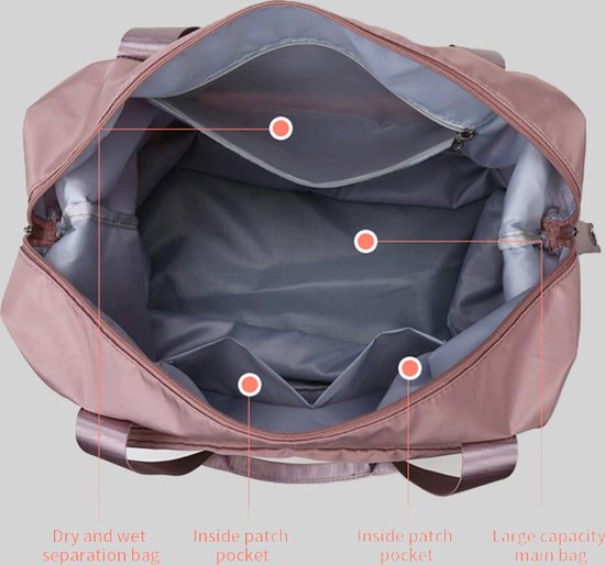 Sac de voyage pliable pour bagage à Bagage à main - Pliable jusqu'à 28 x 18 cm - Rose