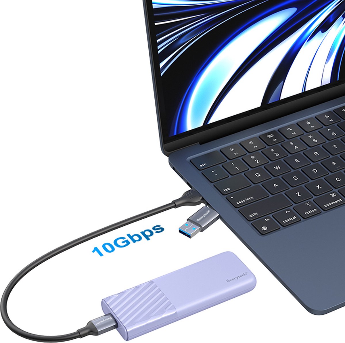 Boitier SSD NVMe USB 3.2 M2 Aluminium - 20Gbps - Puce ASM2364 - Gris Ciel -  Orico