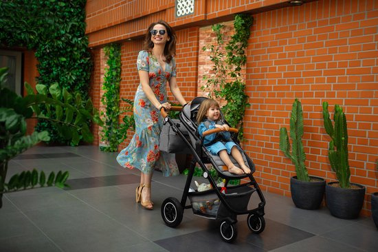 Lionelo Amber Kinderwagen 3 in 1 - Reiswieg + Buggy + Autostoel - Luchtbanden, Volledige Vering - Comfortabel baby matras - Snel Inklapbaar - Luiertas - Regenhoes - Muskietennet - Vanaf Geboorte tot 4 jaar (0-22 kg)
