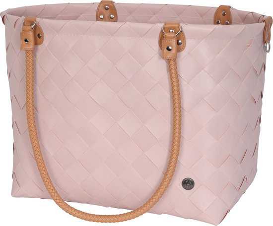 Shopper XL - Grote tas - Strandtas - Sporttas - Boodschappentas - Weekendtas - Lange hengsels - Handgevlochten - Handed By Sainte-Maxime - roze - nude