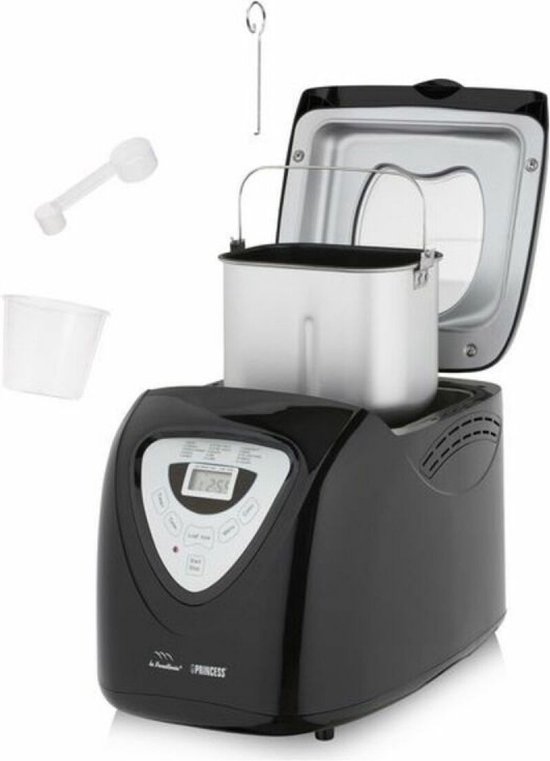 Princess Broodbakmachine 152009 - Timer - Digitaal scherm - 15 bakprogramma’s - Glutenvrij Programma - 900 Gr - 600 Watt - Zwart/Zilver