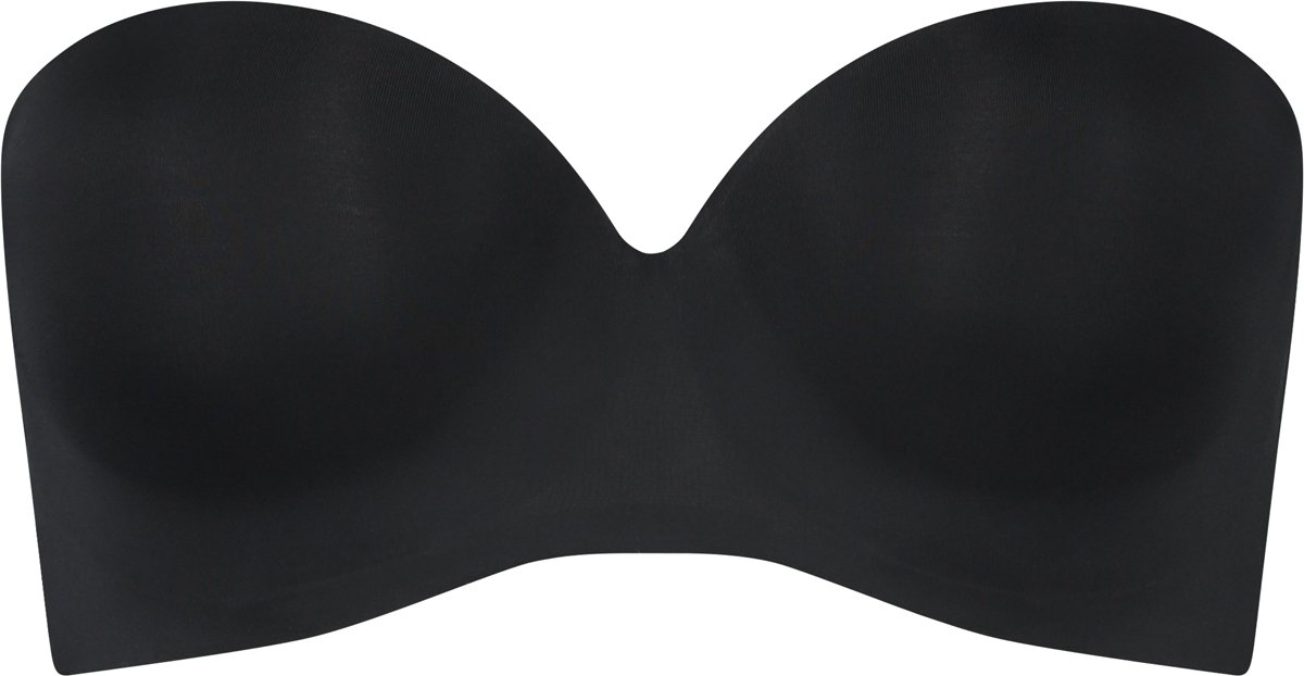 Bye Bra Strapless BH, voorgevormde cups met beugel en siliconen grip, milieuvriendelijke gerecyclede stof, stevige ondersteuning en converteerbaar model, beige en zwart (VK, Alpha, XL, Regular, Regular, Standard, Black)
