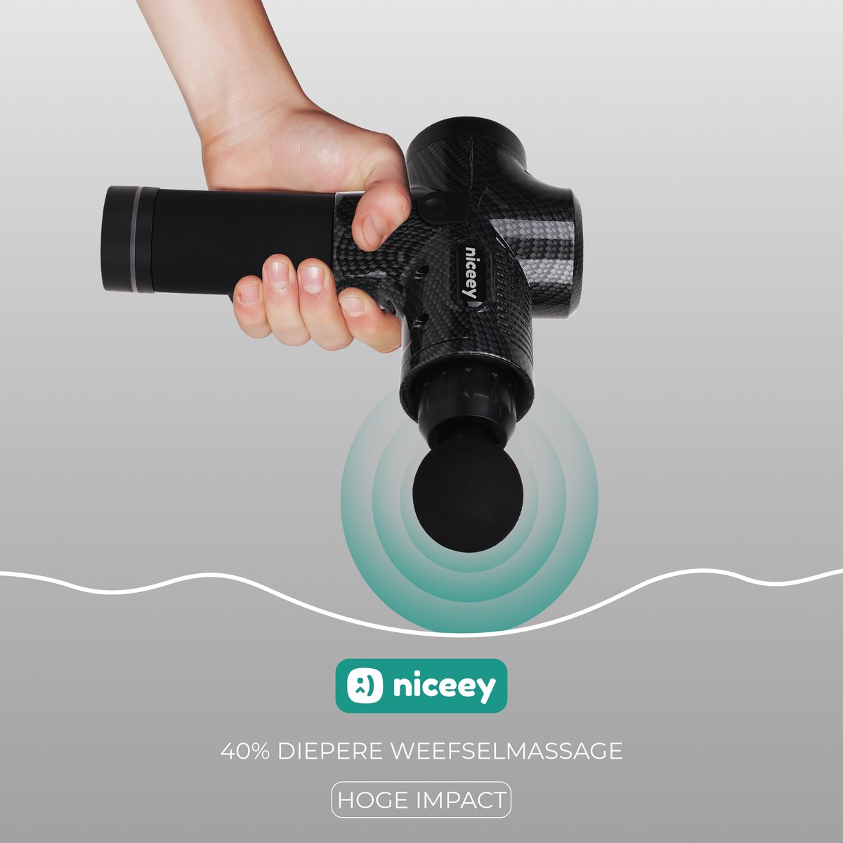 Niceey Massage Gun Pro: 30 standen, 6 opzetstukken, draadloos thumbnail 3