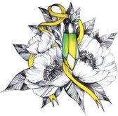 Water overdraagbare Tijdelijke Tattoo: Bloemen met Geel lint 60x60mm