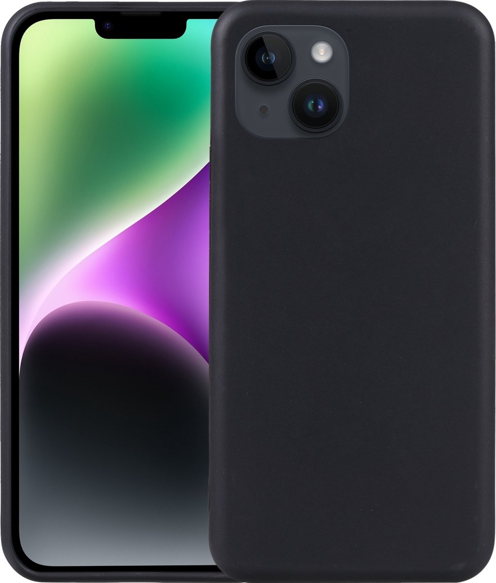 Mobigear Hoesje geschikt voor Apple iPhone 15 Plus Telefoonhoesje Flexibel TPU Extra Dun | Mobigear Basics Backcover | iPhone 15 Plus Case | Back Cover - Zwart