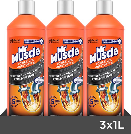 3x Mr. Muscle Power Gel Ontstopper 1000 ml