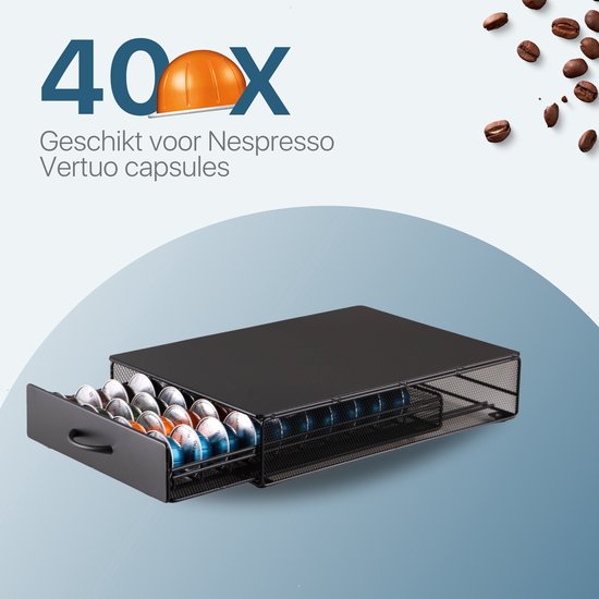 SYSYLY Capsulehouder, Capsuledispenser voor 28 Vertuo Capsules, Draaibare Houder voor Koffiecups,koffiecapsulehouder voor Opslag, Antislip Basis, Zwart