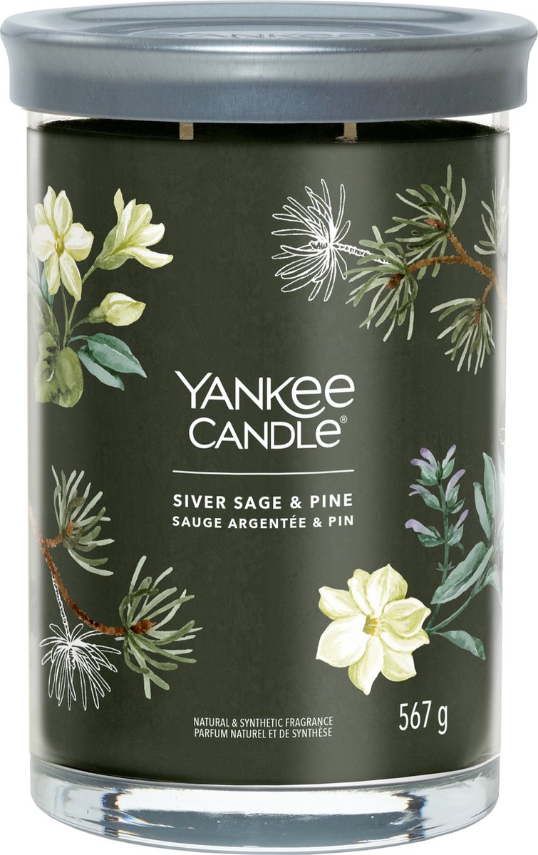 Yankee Candle Silver Sage & Pine Large Tumbler Geurkaars - 100 branduren - twee lonten Groen