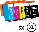 Geschikt voor Epson 202 / 202XL inktcartridges - Multipack 5 Inktpatronen - Geschikt voor Epson Expression Premium XP6000 - XP6005 - XP6100 - XP6105