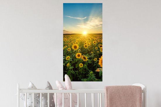 Stickers muraux - Sticker Foil - Coucher de Soleil - Fleurs - Tournesol - Horizon - Paysage - 40x80 cm - Film Adhésif - Stickers muraux Chambre Enfant - Papier Peint Auto Adhésif