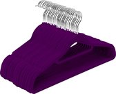 Antislip fluwelen hangers - Non-slip heavy-duty fluwelen hangers met dasspeld - sterk genoeg om jassen en truien vast te houden (paars, 50 stuks)