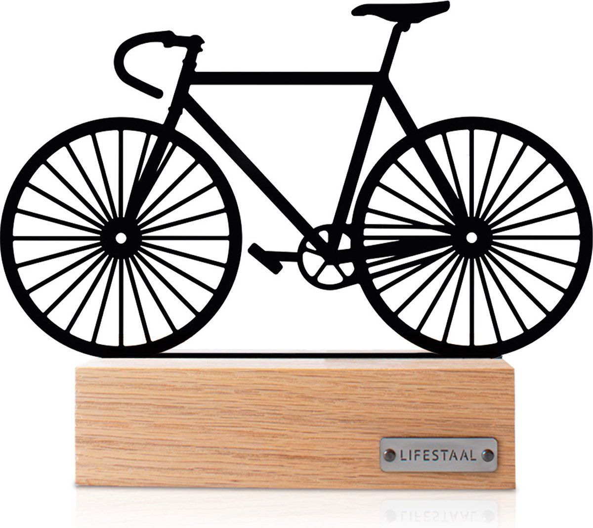 Lifestaal® - Ornament op voet - Decoratie woonkamer - Decoratie - Woondecoratie - Fiets - Racefiets - Wielrenfiets - 22,5 x 18 cm