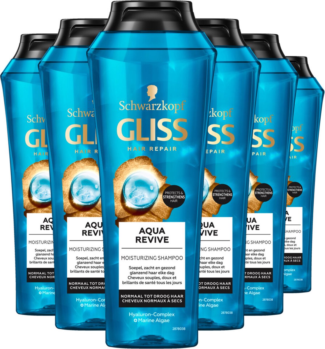 Gliss Aqua Revive Shampoo - 6 x 250 ml - Voordeelverpakking
