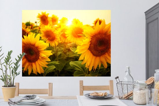 Stickers muraux - Film autocollant - Tournesol - Jaune - Fleurs - Soleil - 120x90 cm - Film adhésif - Stickers muraux chambre d'enfant - Papier peint autocollant - Papier peint autocollant - Film autocollant
