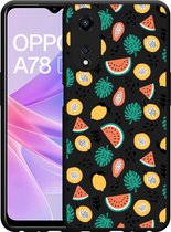 Cazy Hoesje Zwart geschikt voor Oppo A78 5G Tropical Fruit
