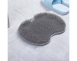 foto van Massage Mat - Voetscrubber - Douche Borstel - Voetmassage - Douchemat Antislip Zuignappen - Massage Mat - Voet Verzorging - Rug Wasser - Voetwasser - Grijs