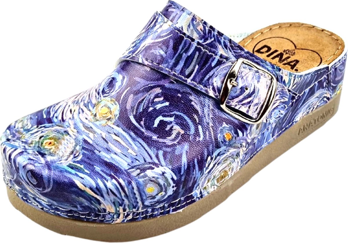 Dina Medische klompen - Werkklompen - Zorgklompen - PU klompen met kunststof zool - Ziekenhuis klompen - Dames klompen - Van Gogh Starry Night - maat 36