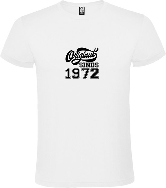Wit T-Shirt met “Original Sinds 1972 “ Afbeelding Zwart Size XXXXL