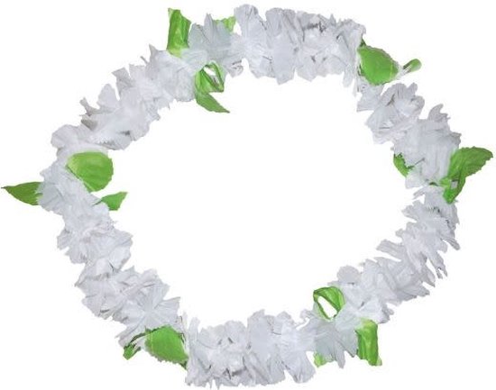 hawaiikrans wit met groene blaadjes
