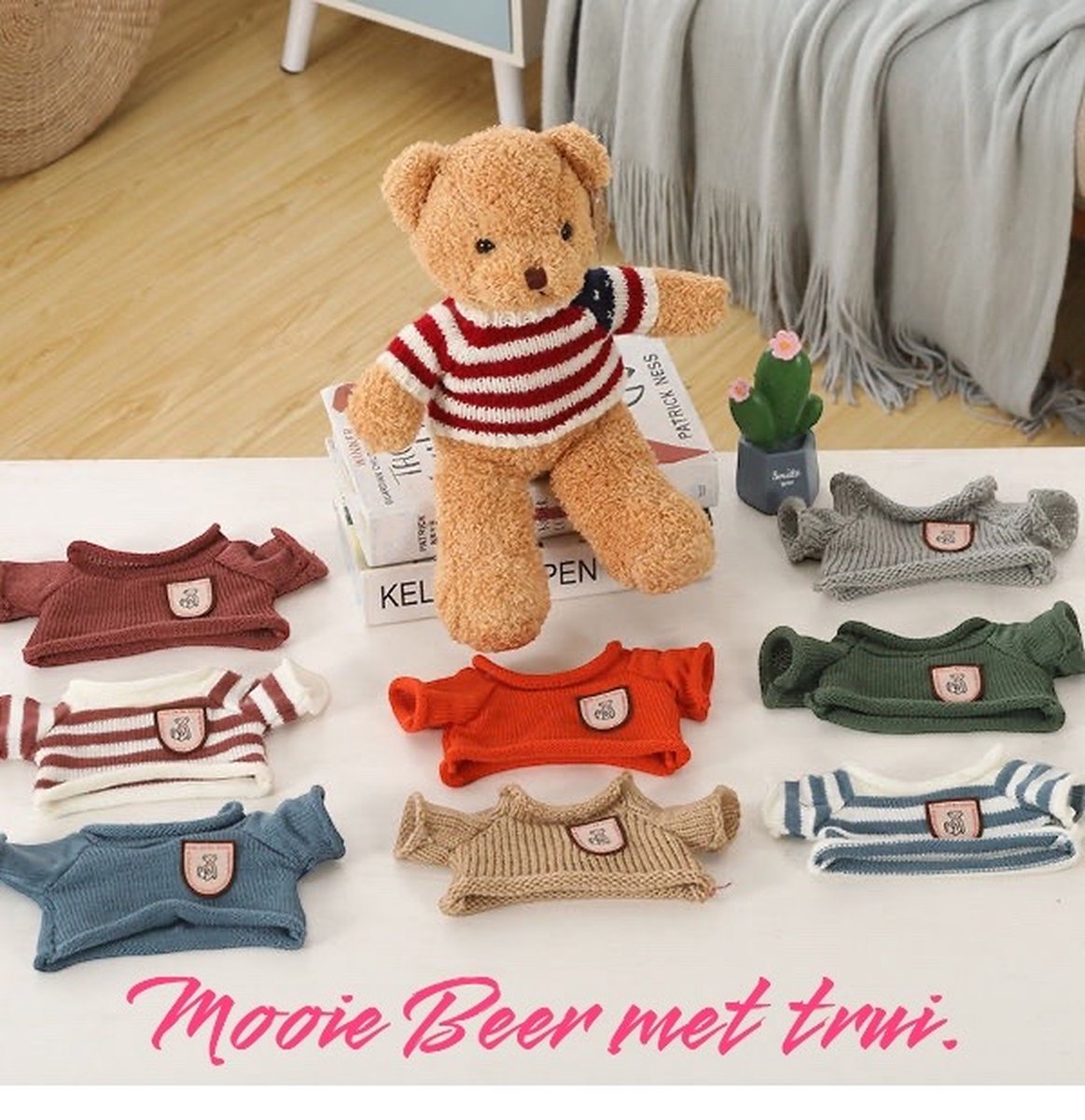 Knuffelbeer | Pluche Beer met trui 50cm