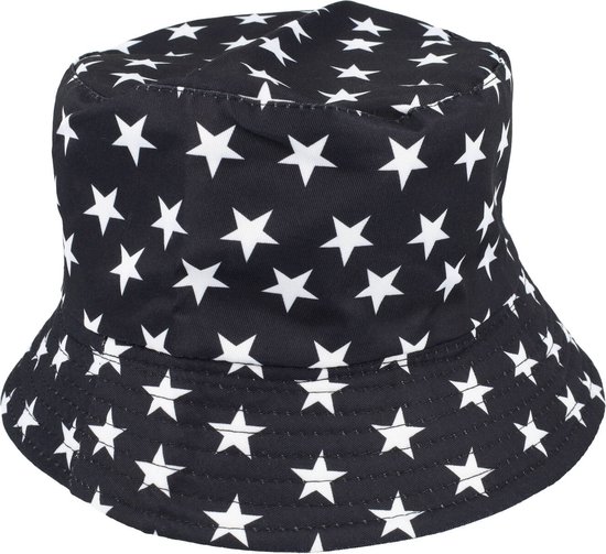 Bucket Hat Omkeerbaar Sterren Wit Zwart Festival Vissers Hoedje Stars Sterretjes Print Patroon