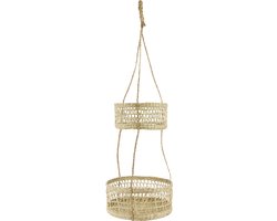 Natural Elements Hangende Plantenbak met Twee Etages van Natuurlijk Zeegras - 29,5 Centimeter