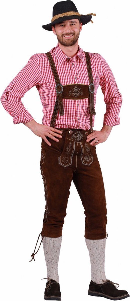 Lederhose 3/4 lang ''Ulrich'', Donkerbruin maat 56