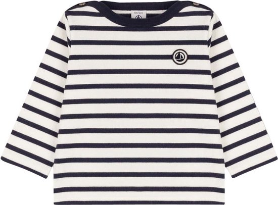 Petit Bateau Tascinant Tops & T-shirts Baby - Shirt - Blauw/wit gestreept - Maat 86