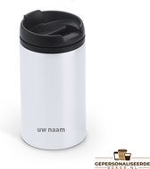 RVS Koffie To Go beker - Thermosbeker - Wit - 290 ml - Theebeker - Lekvrij - * GRATIS Personalisatie mogelijk*