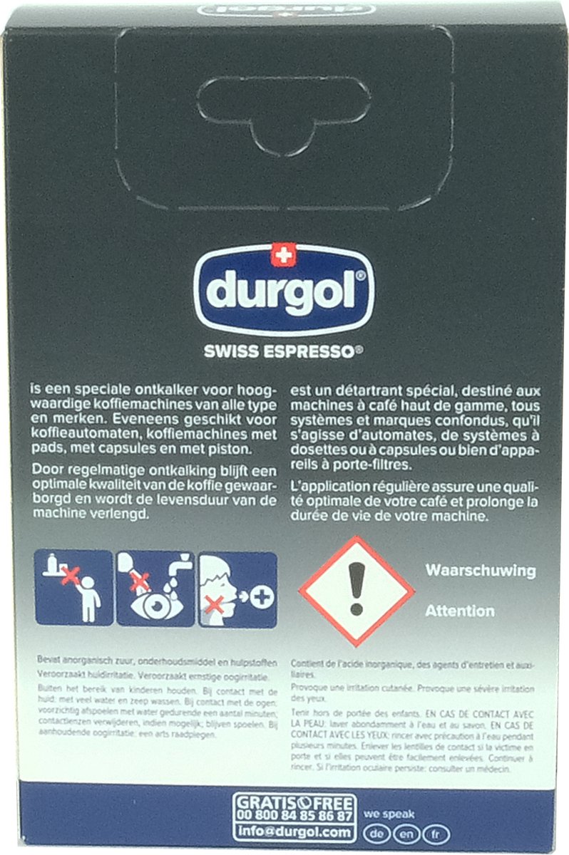 Durgol swiss koffiepad 1x 500ml | Le meilleur détartrant pour toutes les  marques de machines à café à dosettes.