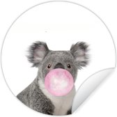 Behangsticker kinderen - Kinderkamer decoratie - Kauwgom - Koala - Meisjes - Kinderen - Dieren - Roze - ⌀ 30 cm - Slaapkamer decoratie