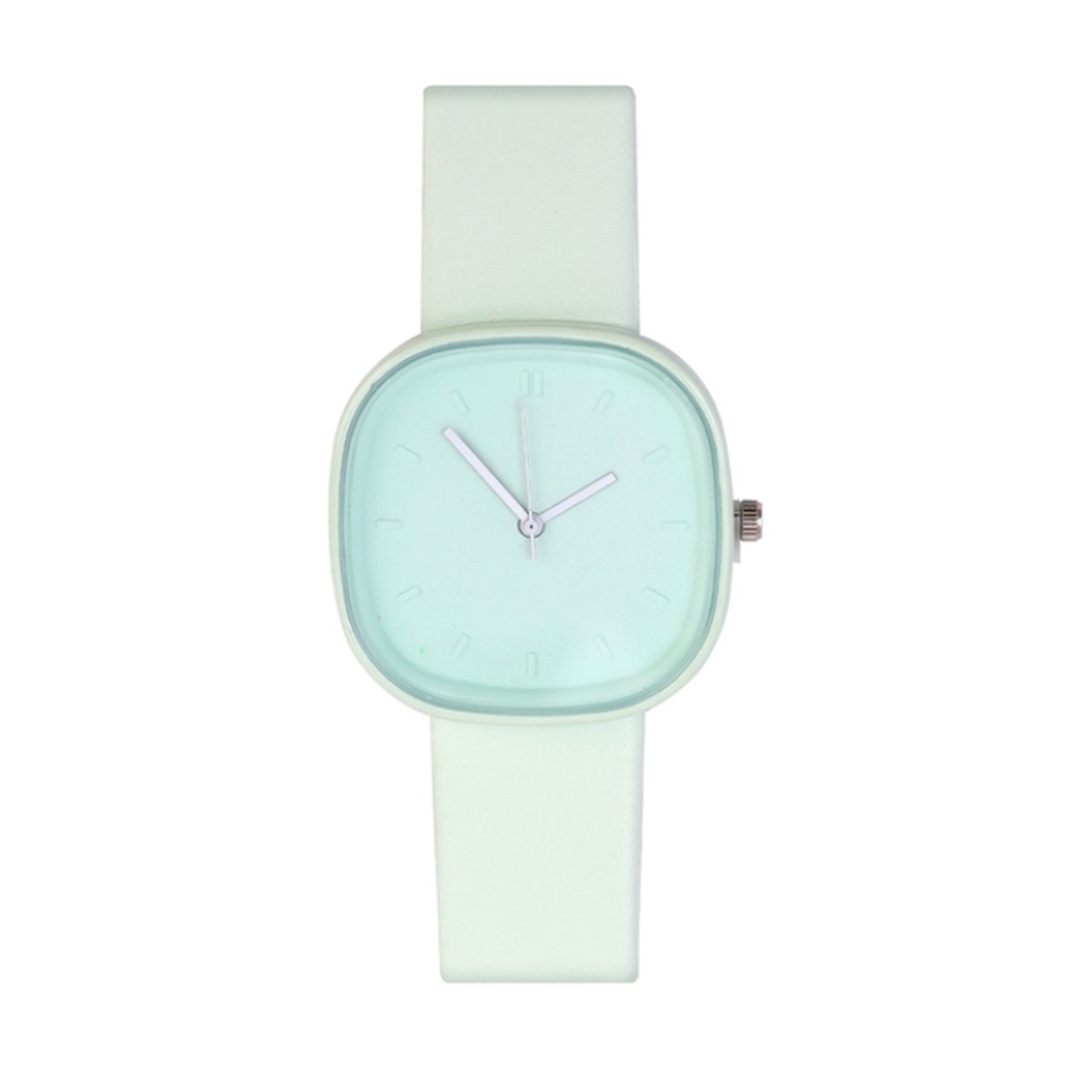 Pastel Color Horloge Square - Mint - Green | Kunstleer | Ø 38 mm | Fashion Favorite