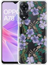 Cazy Hoesje geschikt voor Oppo A78 5G Purple Flowers