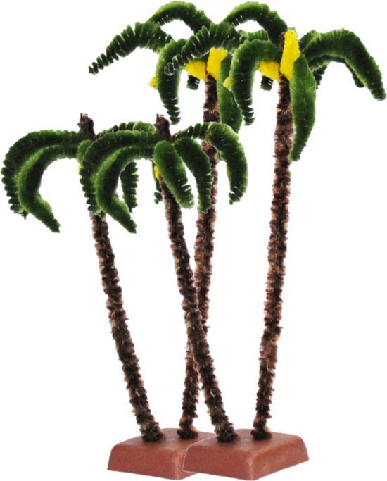 Euromarchi - miniatuur figuur/beeldje palmboom - 2x st - 22 cm - kunststof