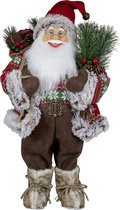 Kerstman decoratie pop Peter - H60 cm - rood - staand - kerst beeld - kerst figuur