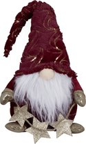 Puche peluche gnome/poupée gnome - 39 cm - rouge avec or