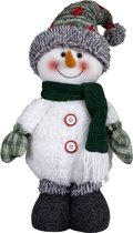 Pluche decoratie sneeuwpop - 40 cm - pop - met sterretjes muts - staand - kerstdecoratie